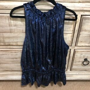 Ramy Brook 🌀Blue🌀 Lonny Sleeveless Velvet-Like Shimmery Top - Size Medium